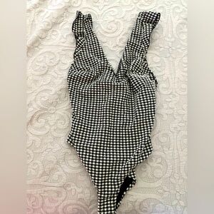 Paris Atelier Checkered Black and White One Piece Swimsuit size 8 Never Worn